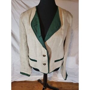 Vintage Hammerschmid Beige Linen Womans Blazer Size 38